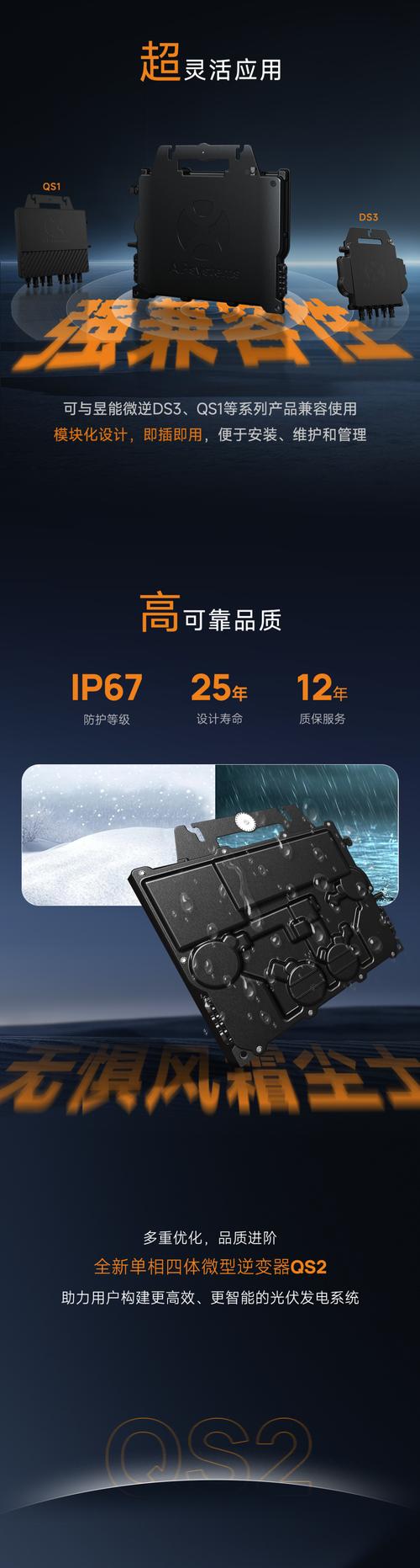 昱能科技全新单相四体微型逆变器qs2品质进阶